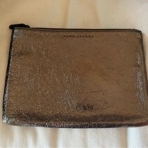 Marc Jacobs For Target Neiman Marcus Leather Metallic Silver Gunmetal Clutch EUC